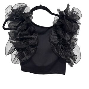 Free People Black Ruffle Crop Top